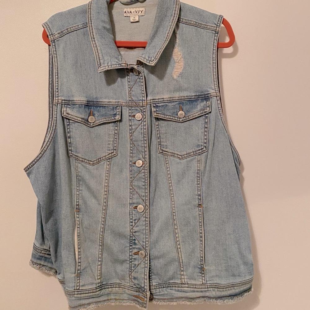 Plus Size Jean Vest